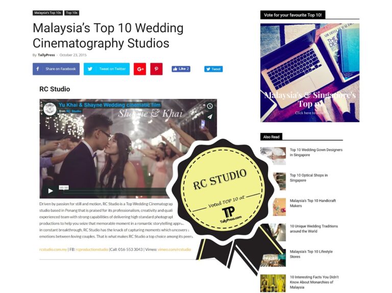 Malaysia’s Top 10 Wedding Cinematography Studios